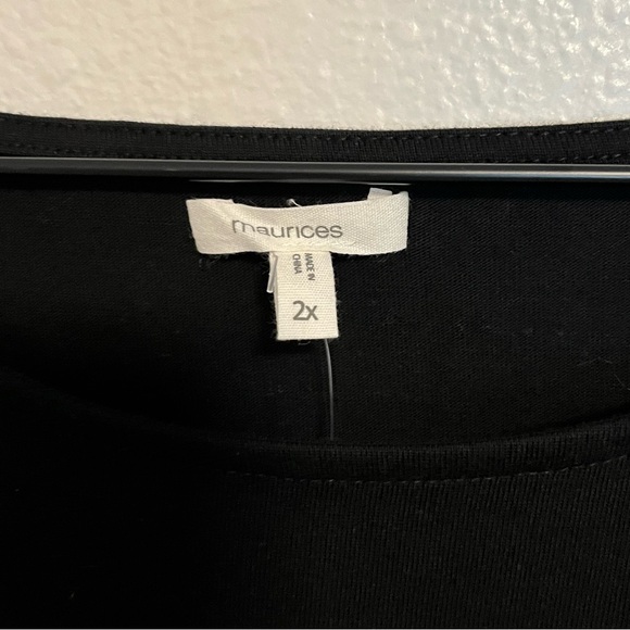 Maurices - Marina Colorblock Black Tan Striped Mixer Long Sleeve Tee Top - 2X - Picture 4 of 8